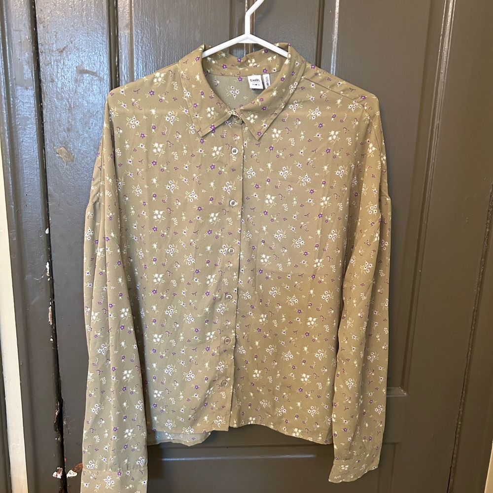 Twik Olive and Purple Floral Blouse